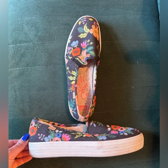 Keds Women's Floral Slip-On Sneakers - Black with Multicolor Design - Picture 3 of 3